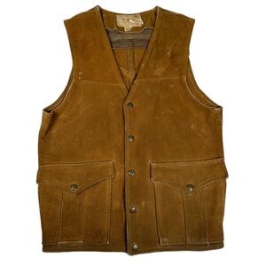 Western suede Brown Vest vintage distressed leather worn cowboy